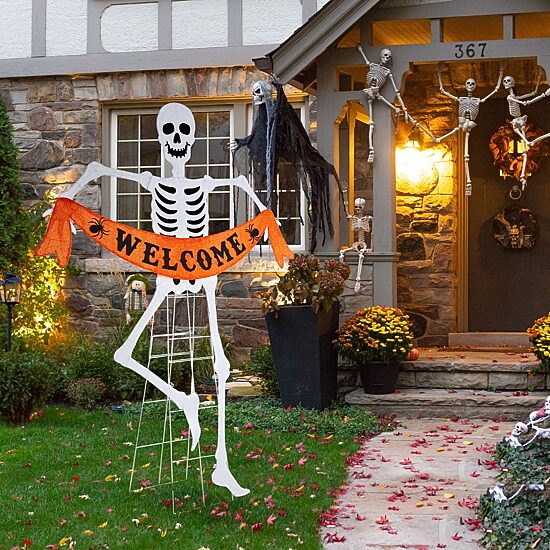 Glitzhome 87h Lighted Halloween 2d Skeleton Outdoor Décor Halloween Inflatable