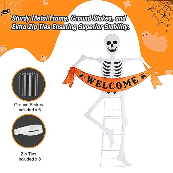 Glitzhome 87h Lighted Halloween 2d Skeleton Outdoor Décor Halloween Inflatable