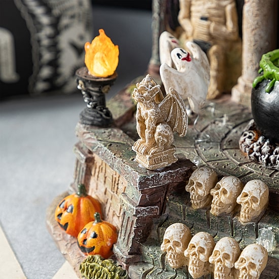 Glitzhome 10"H Lighted Resin Halloween Haunted House Tabletop Decor