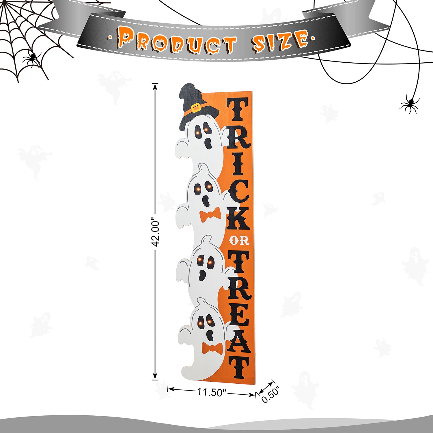 Glitzhome 42"H Lighted Halloween Wood Stacked Ghost Halloween Porch Sign