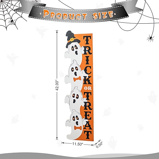 Glitzhome 42"H Lighted Halloween Wood Stacked Ghost Porch Sign