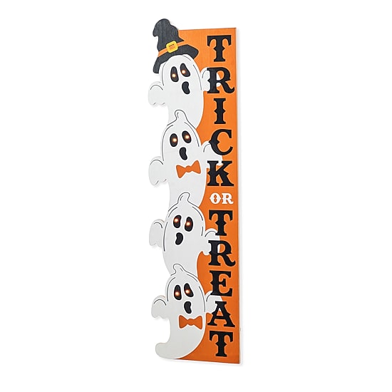 Glitzhome 42"H Lighted Halloween Wood Stacked Ghost Porch Sign