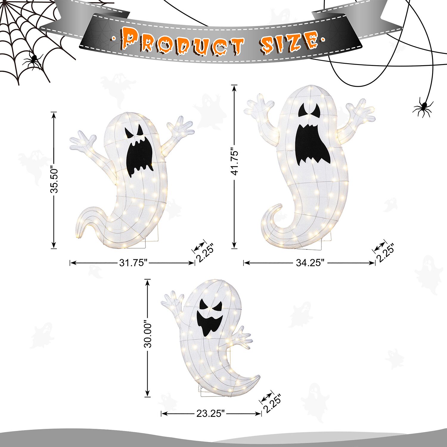 Glitzhome Lighted Halloween .5d Ghosts Family Outdoor Décor -pc. Halloween Inflatable