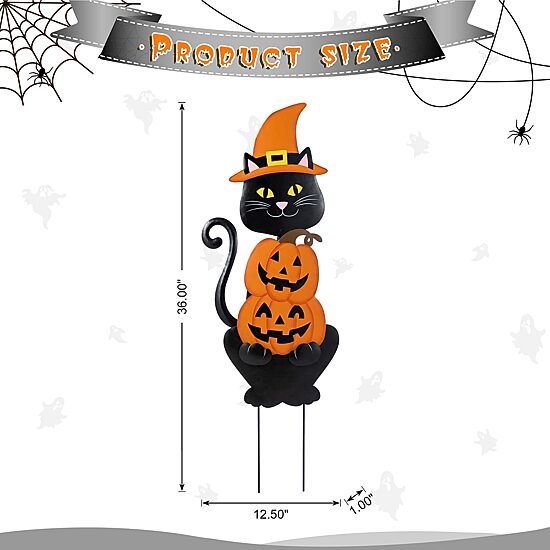 Glitzhome 36"H Halloween Metal  Black Cat Halloween Yard Art