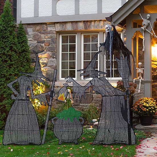 Glitzhome Lighted Halloween 3d Witches 3-pc. Halloween Inflatable