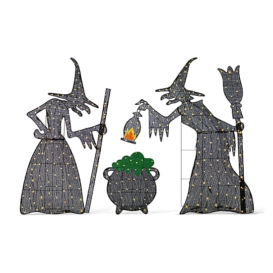 Glitzhome Lighted Halloween 3d Witches 3-pc. Halloween Inflatable