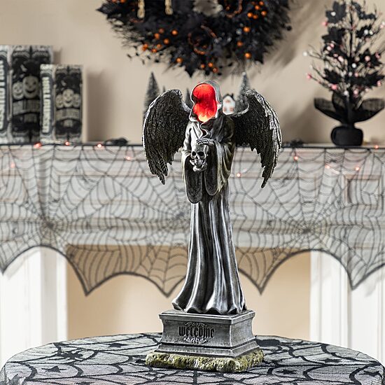 Glitzhome 24"H Lighted Halloween Grim Reaper Resin Porch Sign