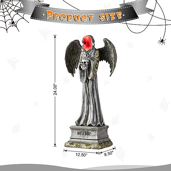 Glitzhome 24"H Lighted Halloween Grim Reaper Resin Porch Sign