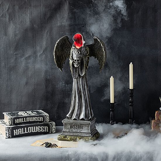 Glitzhome 24"H Lighted Halloween Grim Reaper Resin Porch Sign