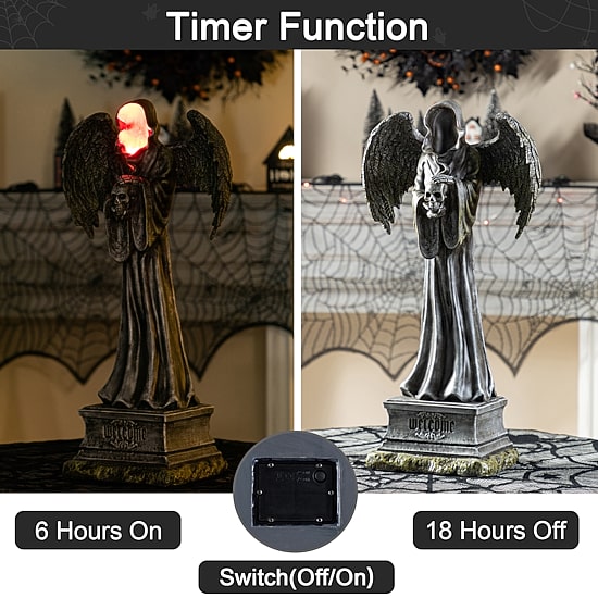 Glitzhome 24"H Lighted Halloween Grim Reaper Resin Porch Sign