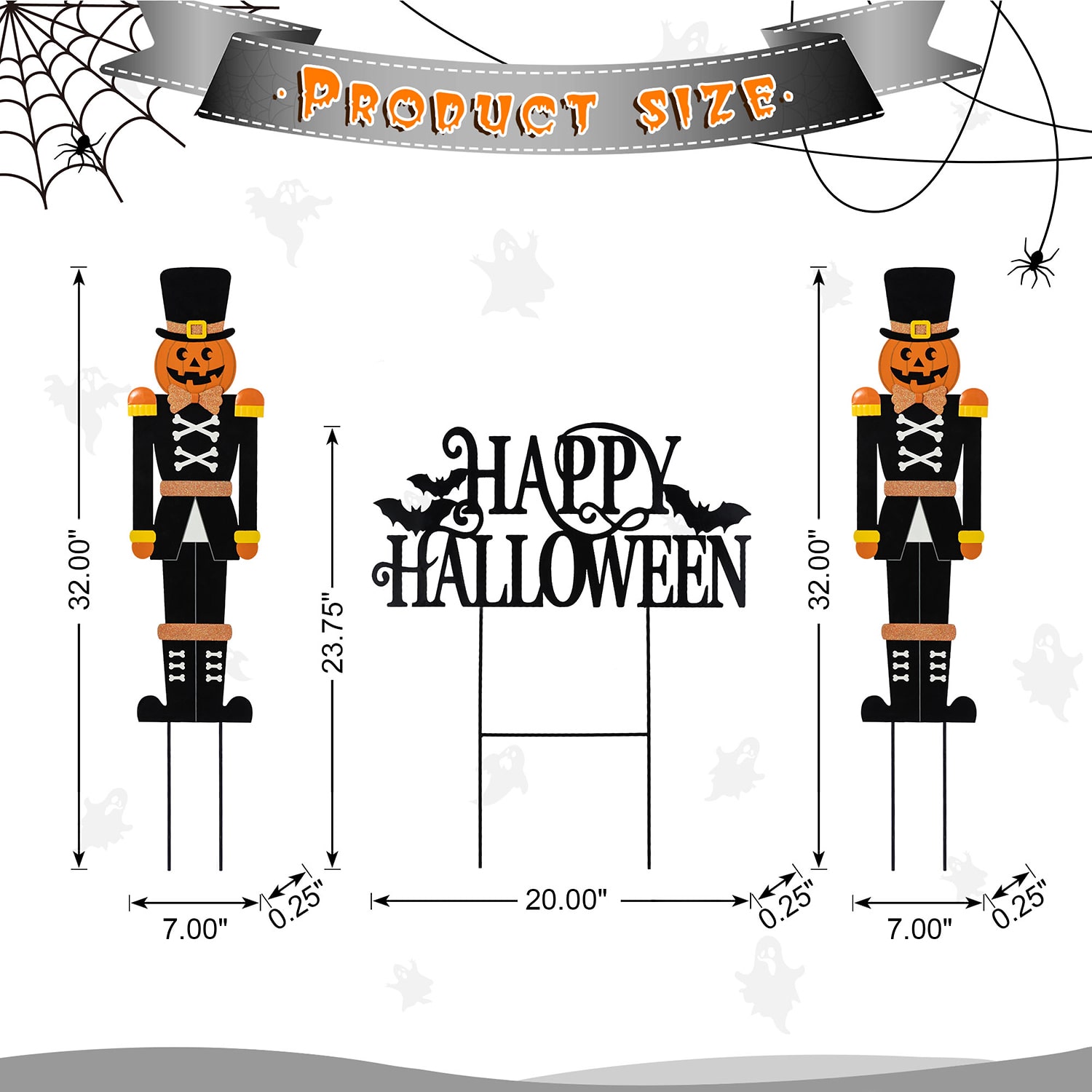 Glitzhome 32"H Halloween Metal Nutcracker And Happy Halloween Halloween Yard Art