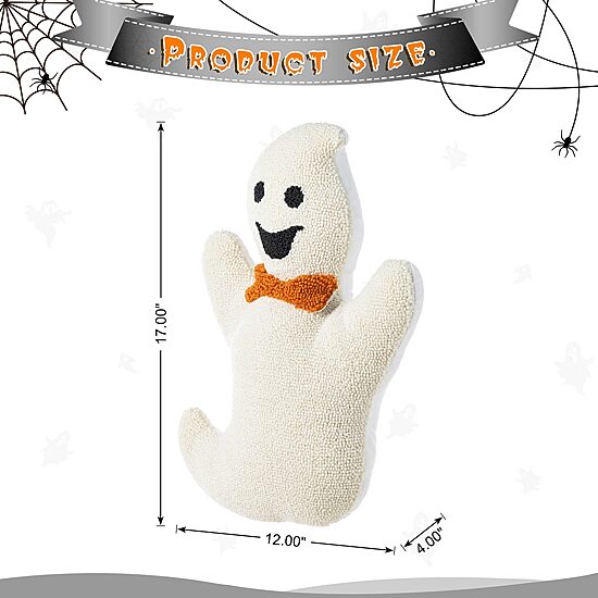 Glitzhome 18"H Halloween Hooked Ghost Shaped Throw Pillow