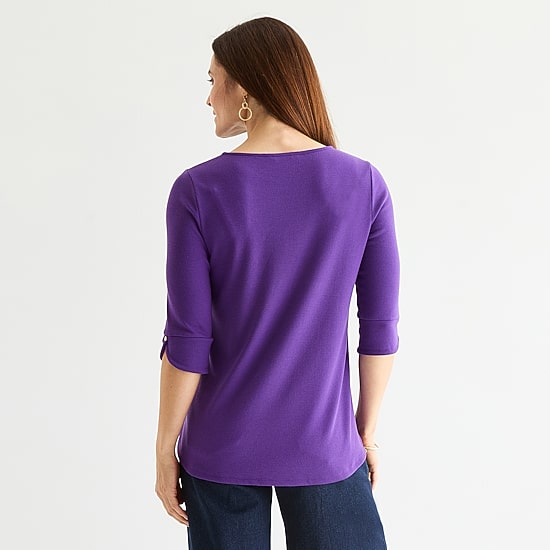 Liz Claiborne Tall Womens Round Neck 3/4 Sleeve Tunic Top