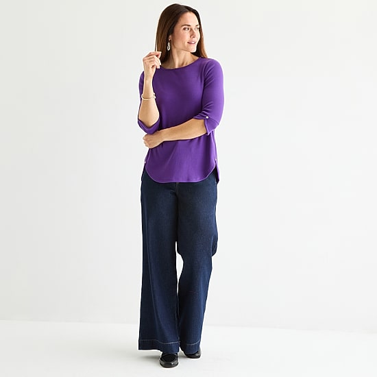 Liz Claiborne Tall Womens Round Neck 3/4 Sleeve Tunic Top