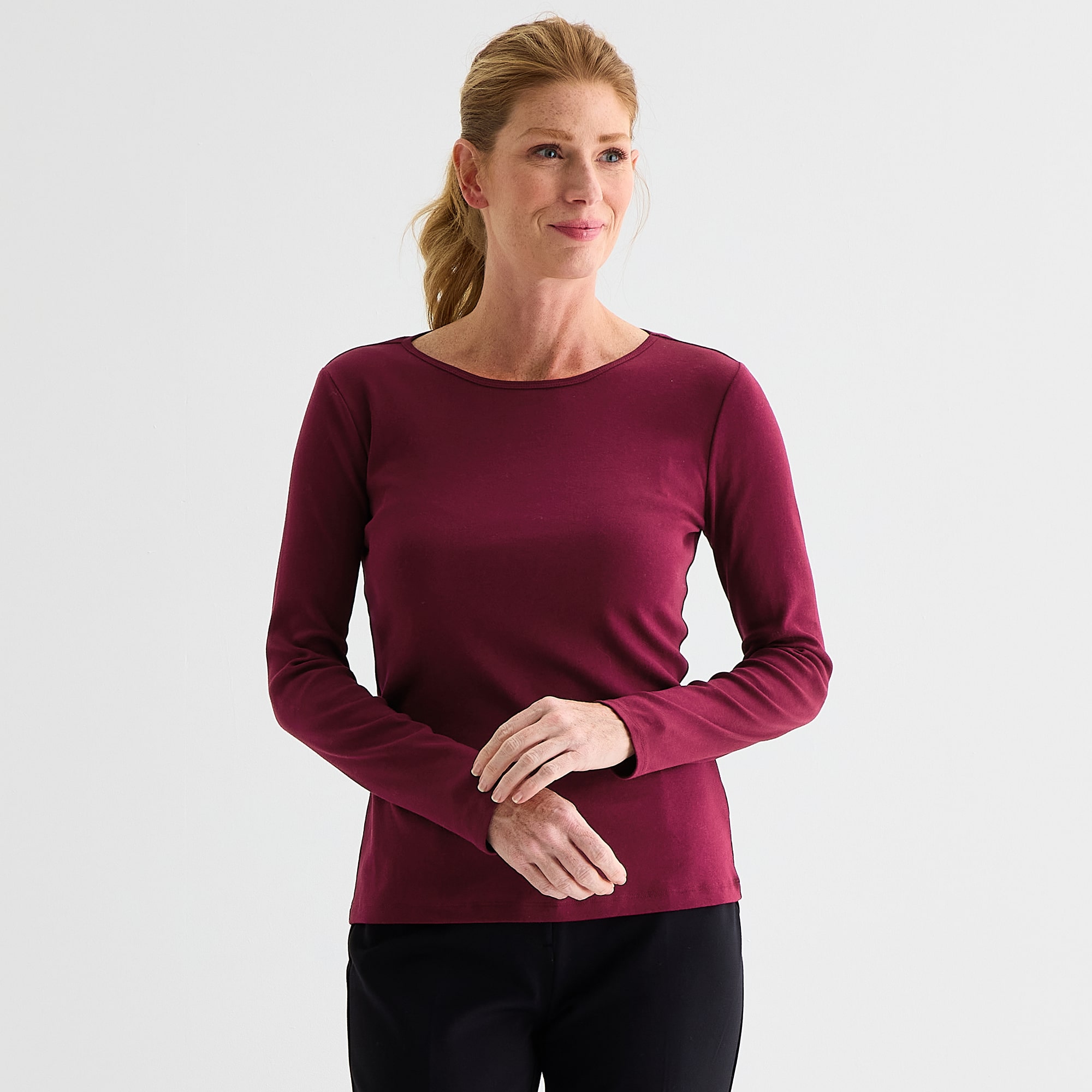 Liz Claiborne Womens Tall Crew Neck Long Sleeve T-Shirt