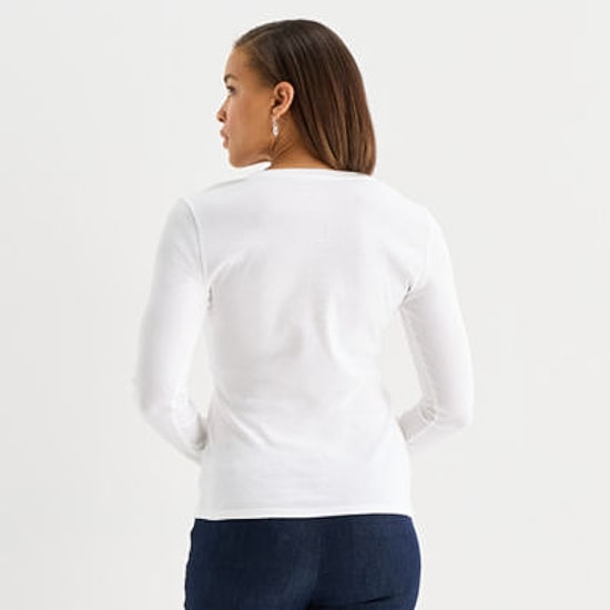Liz Claiborne Womens Tall V Neck Long Sleeve T-Shirt