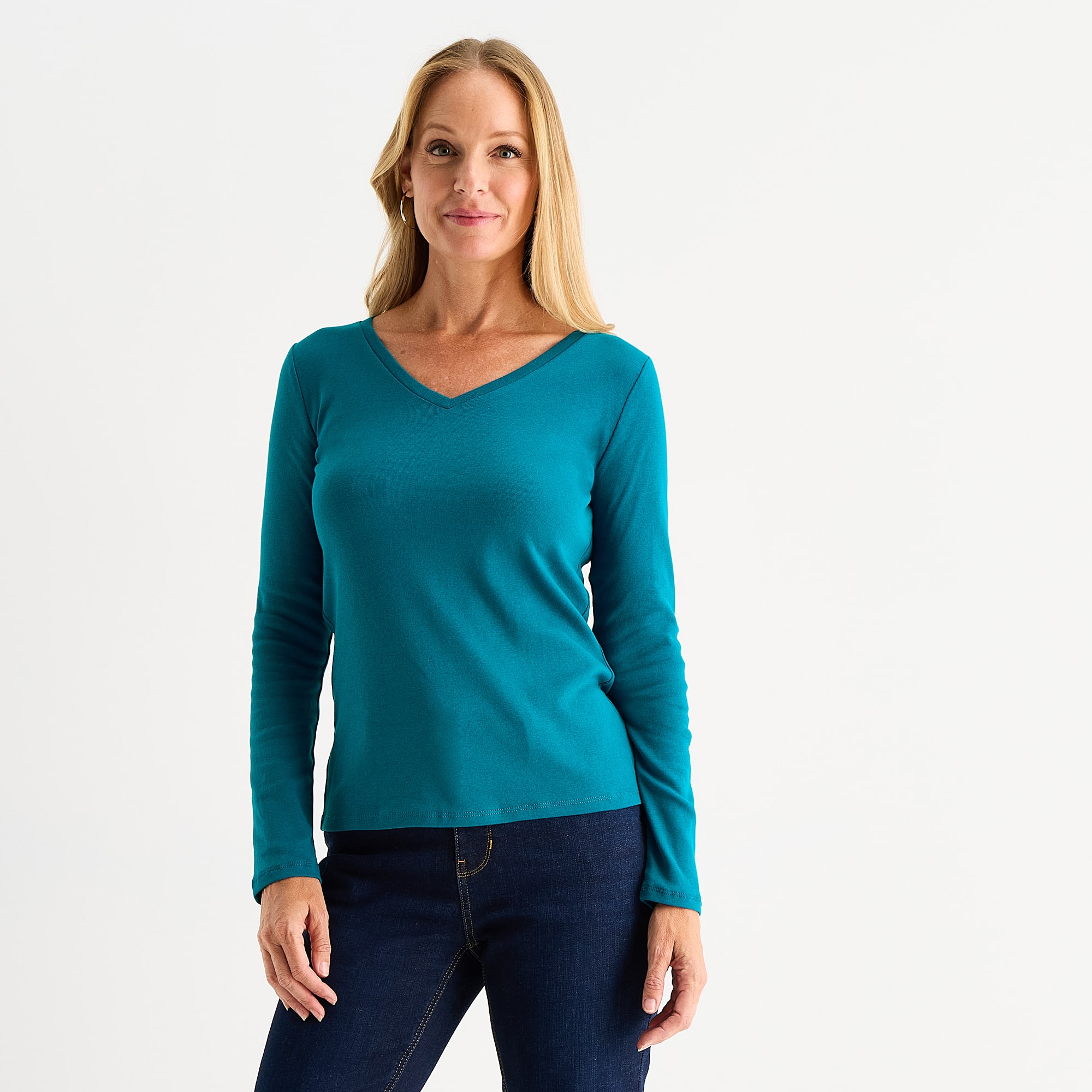 Liz Claiborne Womens Tall V Neck Long Sleeve T-Shirt
