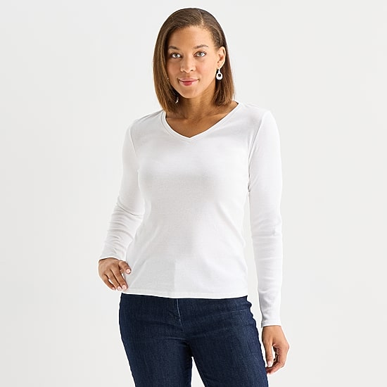 Liz Claiborne Womens Tall V Neck Long Sleeve T-Shirt