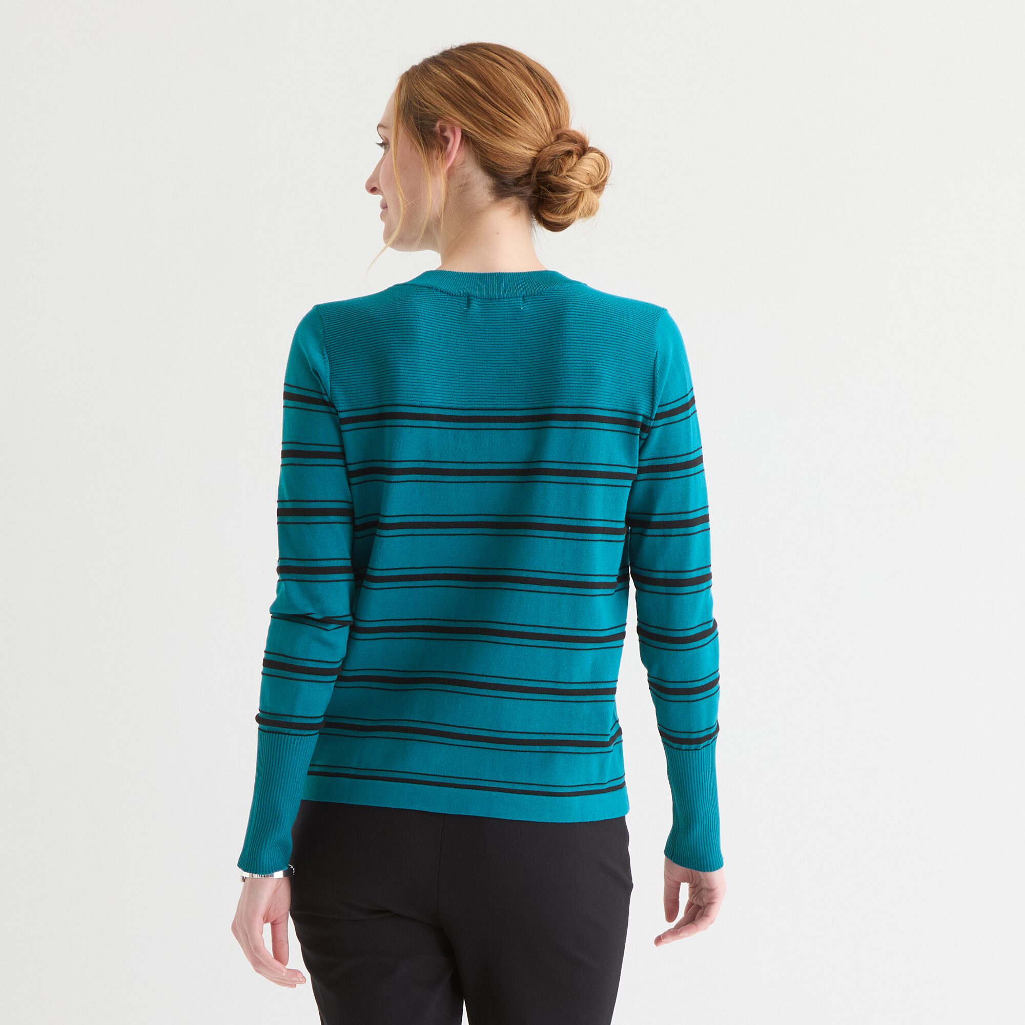 Liz Claiborne Tall Womens Crew Neck Long Sleeve Striped Pullover Sweater
