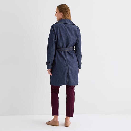 Liz Claiborne Womens Denim Lightweight Trench Coat
