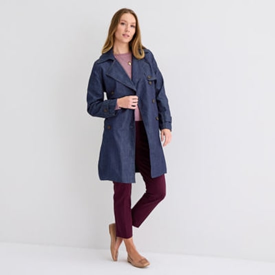 Liz Claiborne Womens Denim Lightweight Trench Coat