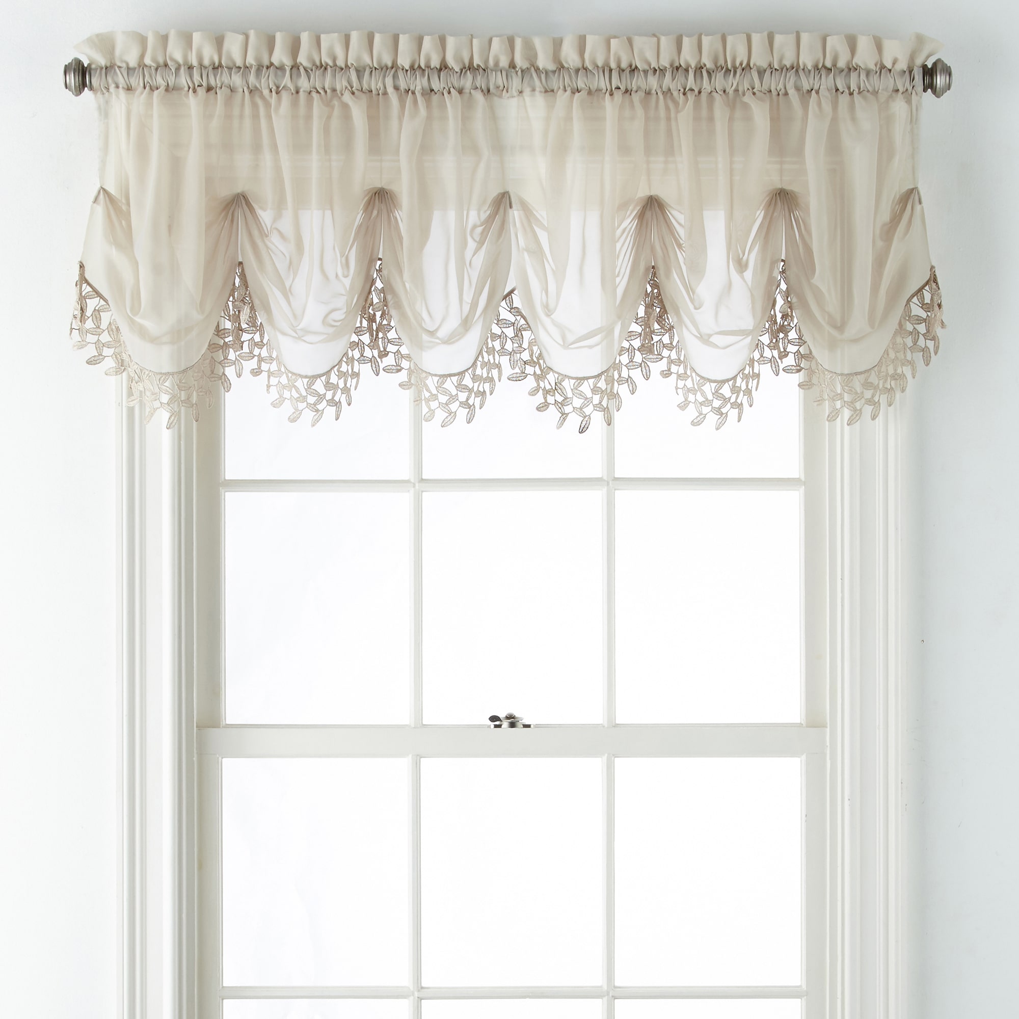 Home Expressions Lisette Sheer Macramé Tuck Valance