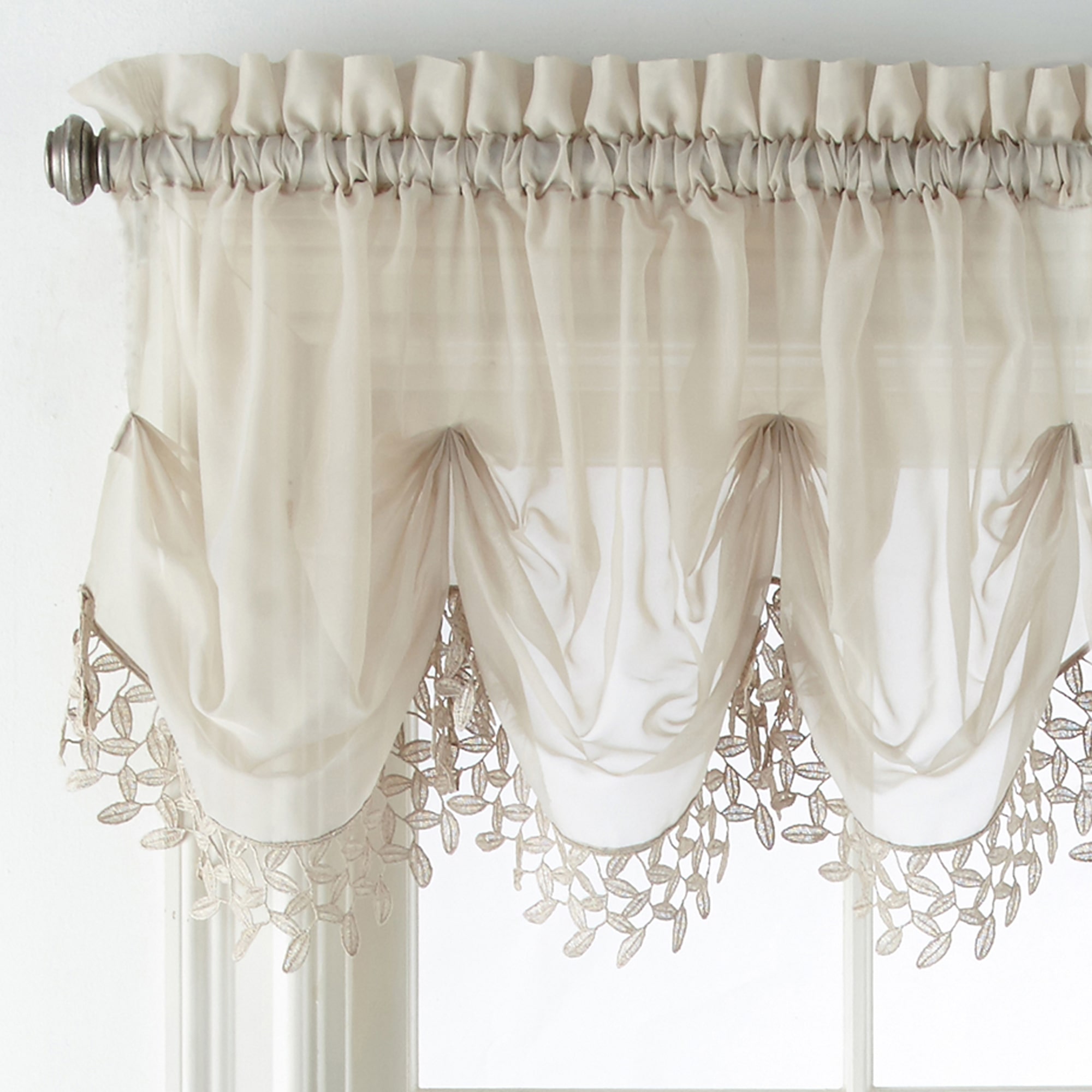 Home Expressions Lisette Sheer Macramé Tuck Valance