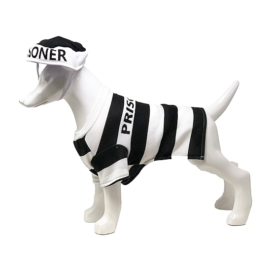 Pet Life Striped Retro Inmate Prisoner Uniform Dog Costume