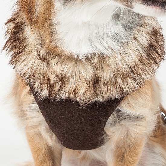 Pet Life Luxe 'Furracious' 2-In-1 Mesh Reversed Adjustable-Leash W/ Removable Fur Collar Dog Harness