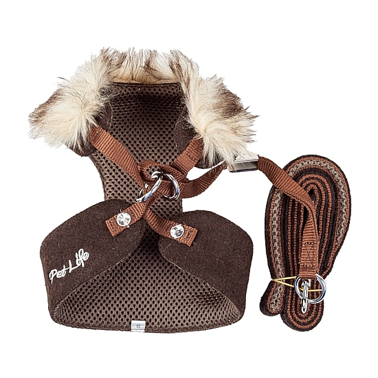Pet Life Luxe 'Furracious' 2-In-1 Mesh Reversed Adjustable-Leash W/ Removable Fur Collar Dog Harness