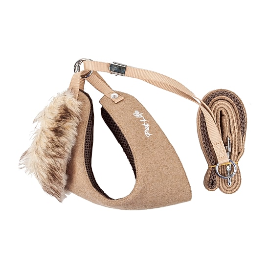 Pet Life Luxe 'Furracious' 2-In-1 Mesh Reversed Adjustable-Leash W/ Removable Fur Collar Dog Harness