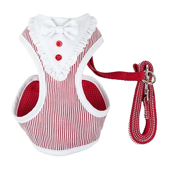 Pet Life Luxe 'Spawling' 2-In-1 Mesh Reversed Adjustable-Leash W/ Fashion Bowtie Dog Harness