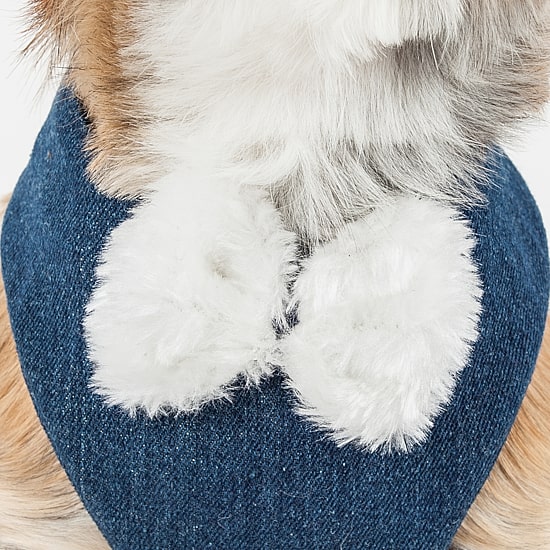 Pet Life Luxe 'Pom Draper' 2-In-1 Mesh Reversed Adjustable-Leash W/ Pom-Pom Bowtie Dog Harness
