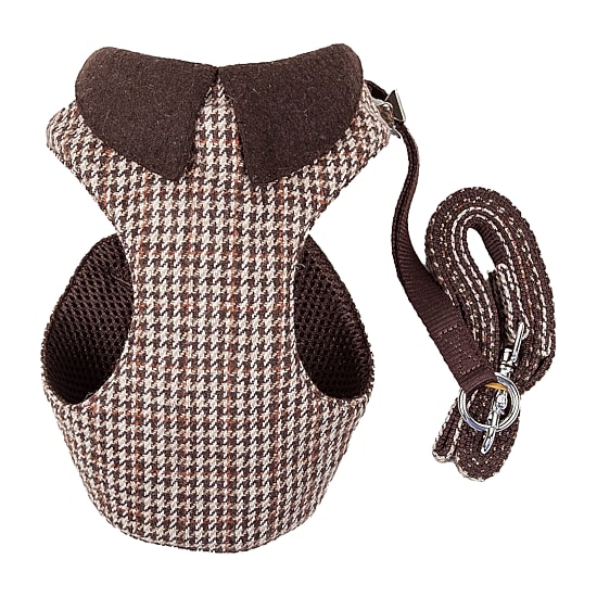 Pet Life Luxe 'Houndsome' 2-In-1 Mesh Reversible Plaided Collared Adjustable-Leash Dog Harness