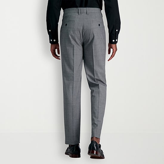 Haggar JMH Glen Plaid Mens Stretch Fabric Slim Fit Flat Front Suit Pant