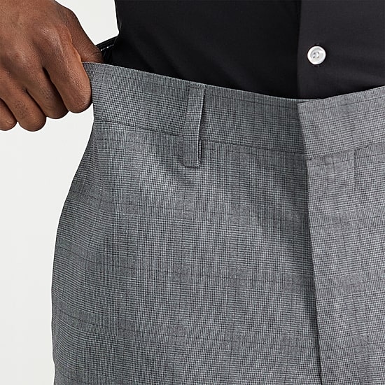 Haggar JMH Glen Plaid Mens Stretch Fabric Slim Fit Flat Front Suit Pant