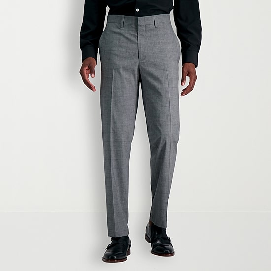 Haggar JMH Glen Plaid Mens Stretch Fabric Slim Fit Flat Front Suit Pant