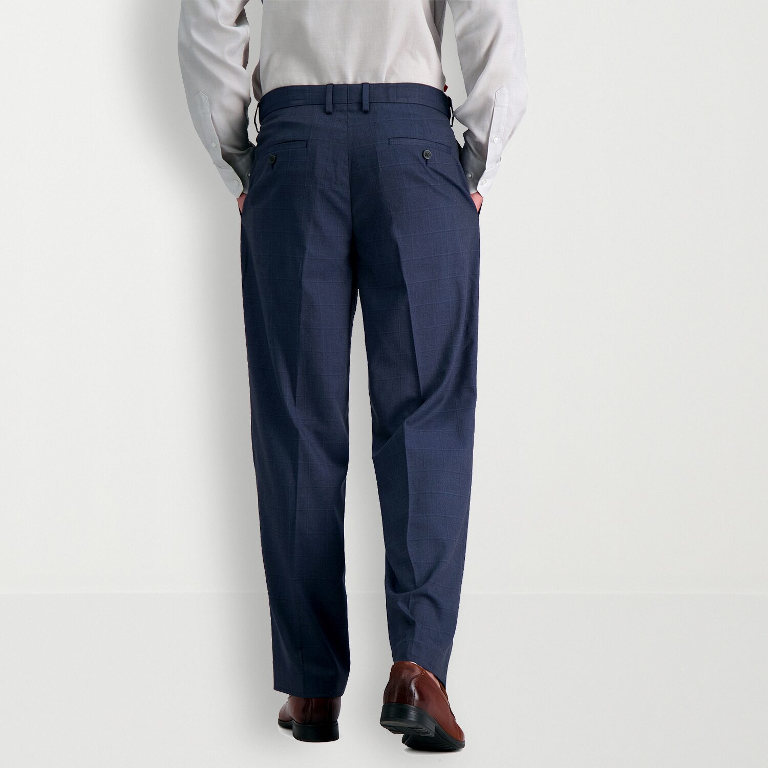 Haggar JMH Sharkskin Mens Stretch Fabric Classic Fit Windowpane Flat Front Suit Pant