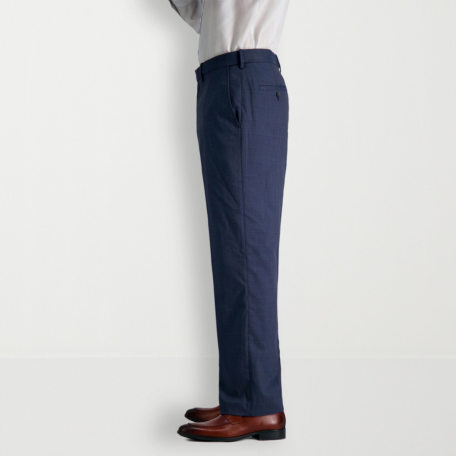 Haggar JMH Sharkskin Mens Stretch Fabric Classic Fit Windowpane Flat Front Suit Pant