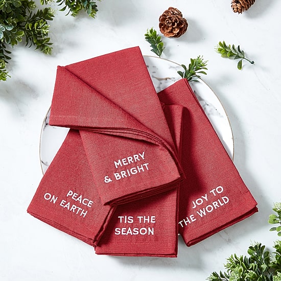 Elrene Home Fashions Joyful Sentiment Embroidered 4-pc. Napkins