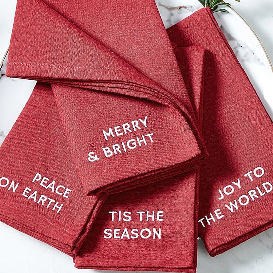 Elrene Home Fashions Joyful Sentiment Embroidered 4-pc. Napkins