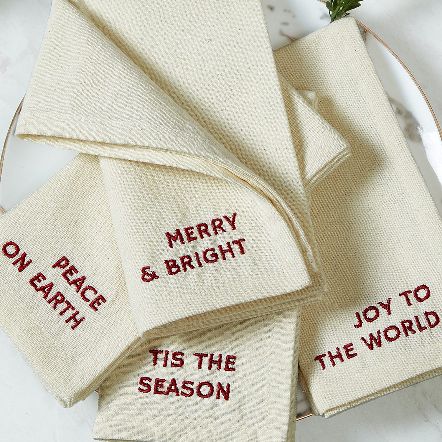 Elrene Home Fashions Joyful Sentiment Embroidered 4-pc. Napkins