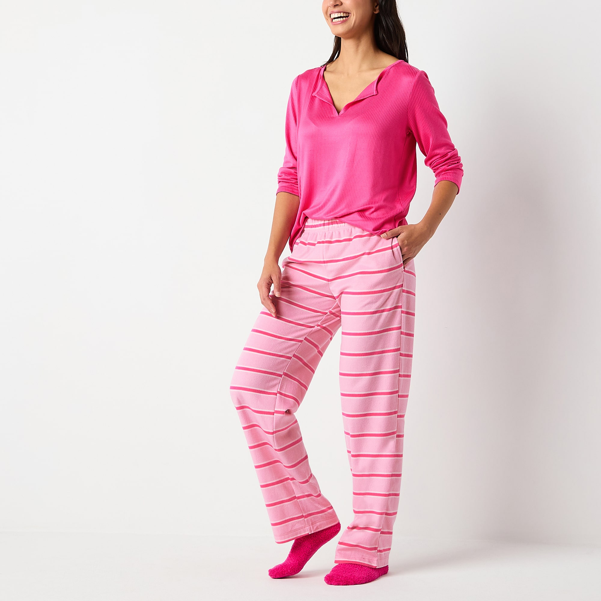 Sleep Chic Womens Fleece Pajama Pants with Socks