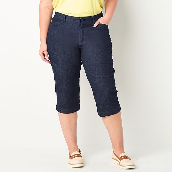 St. John's Bay Secretly Slender Womens Plus Straight Mid Rise Capri Pant