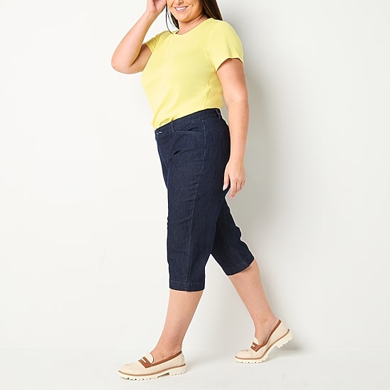 St. John's Bay Secretly Slender Womens Plus Straight Mid Rise Capri Pant