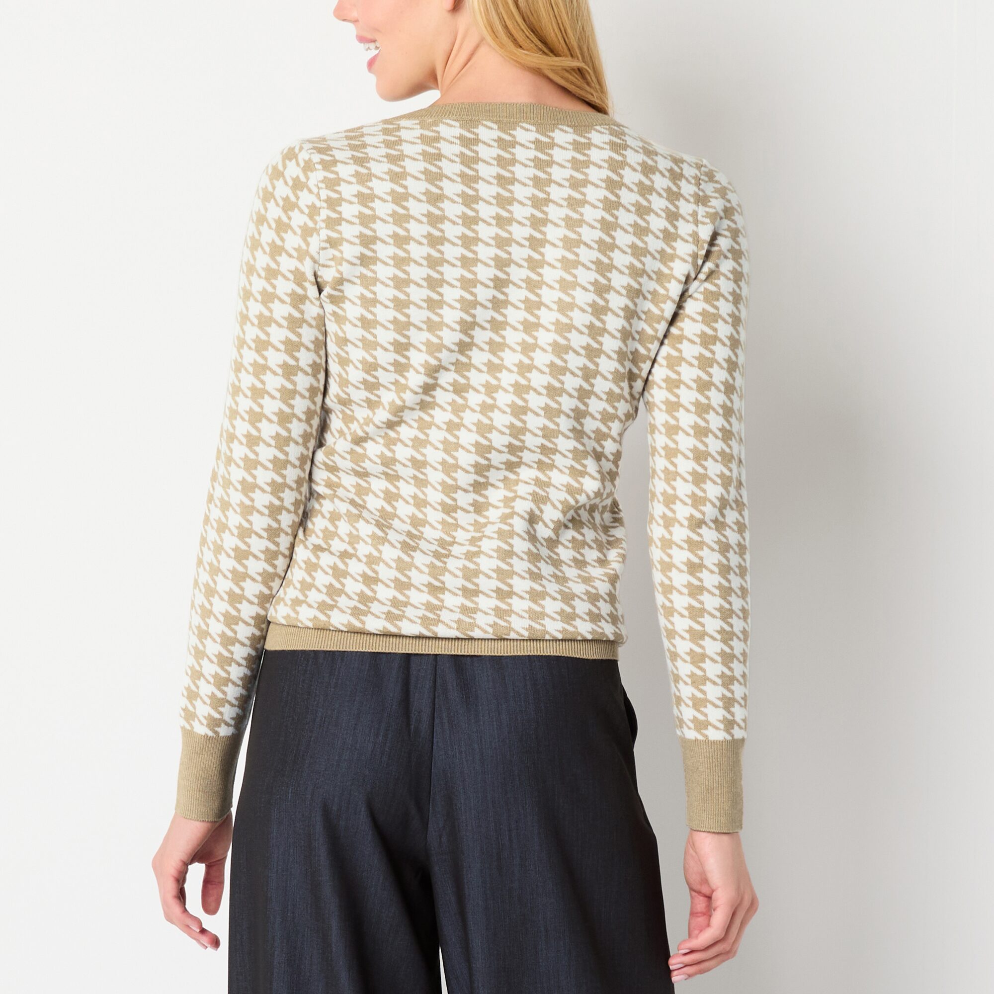 Worthington Womens Crew Neck Long Sleeve Pullover Sweater