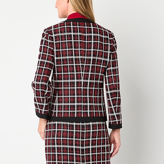 Black Label by Evan-Picone Plaid Womens Regular Fit Suit Jacket