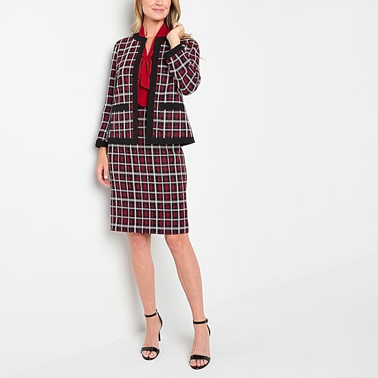 Black Label by Evan-Picone Plaid Womens Regular Fit Suit Jacket