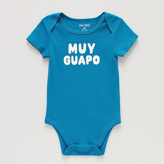 Okie Dokie Baby Boys Round Neck Short Sleeve Rib Bodysuit