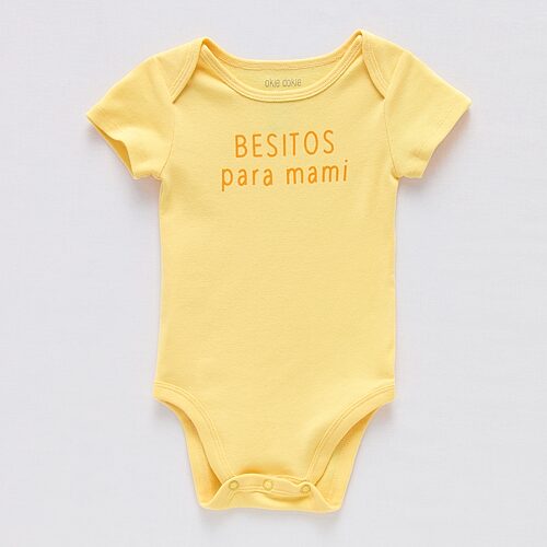 Okie Dokie Baby Unisex Round Neck Short Sleeve Rib Bodysuit, 6 Months, Yellow